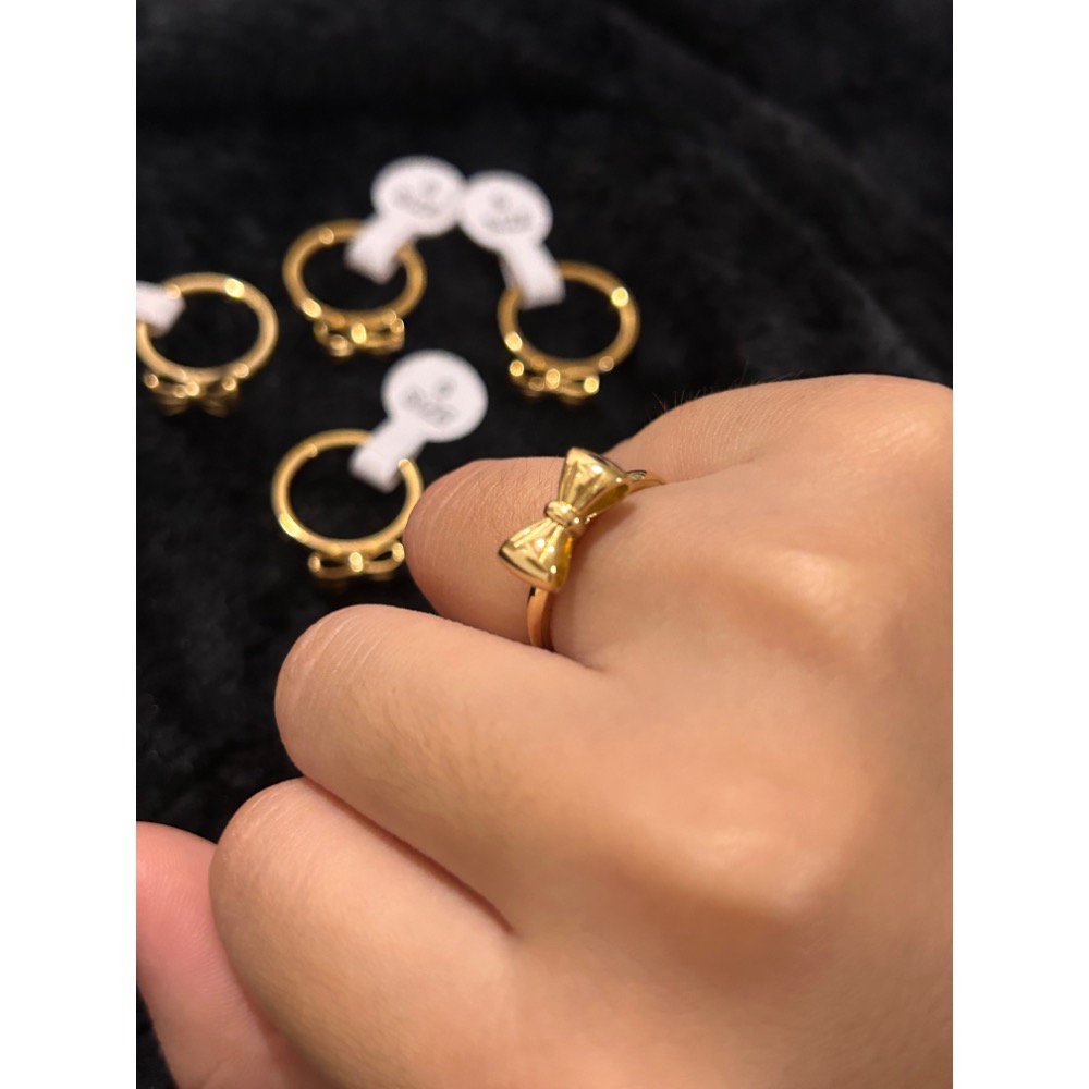 超可愛 蝴蝶結 18K金戒指-細節圖5