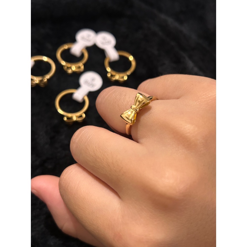 超可愛 蝴蝶結 18K金戒指-細節圖6