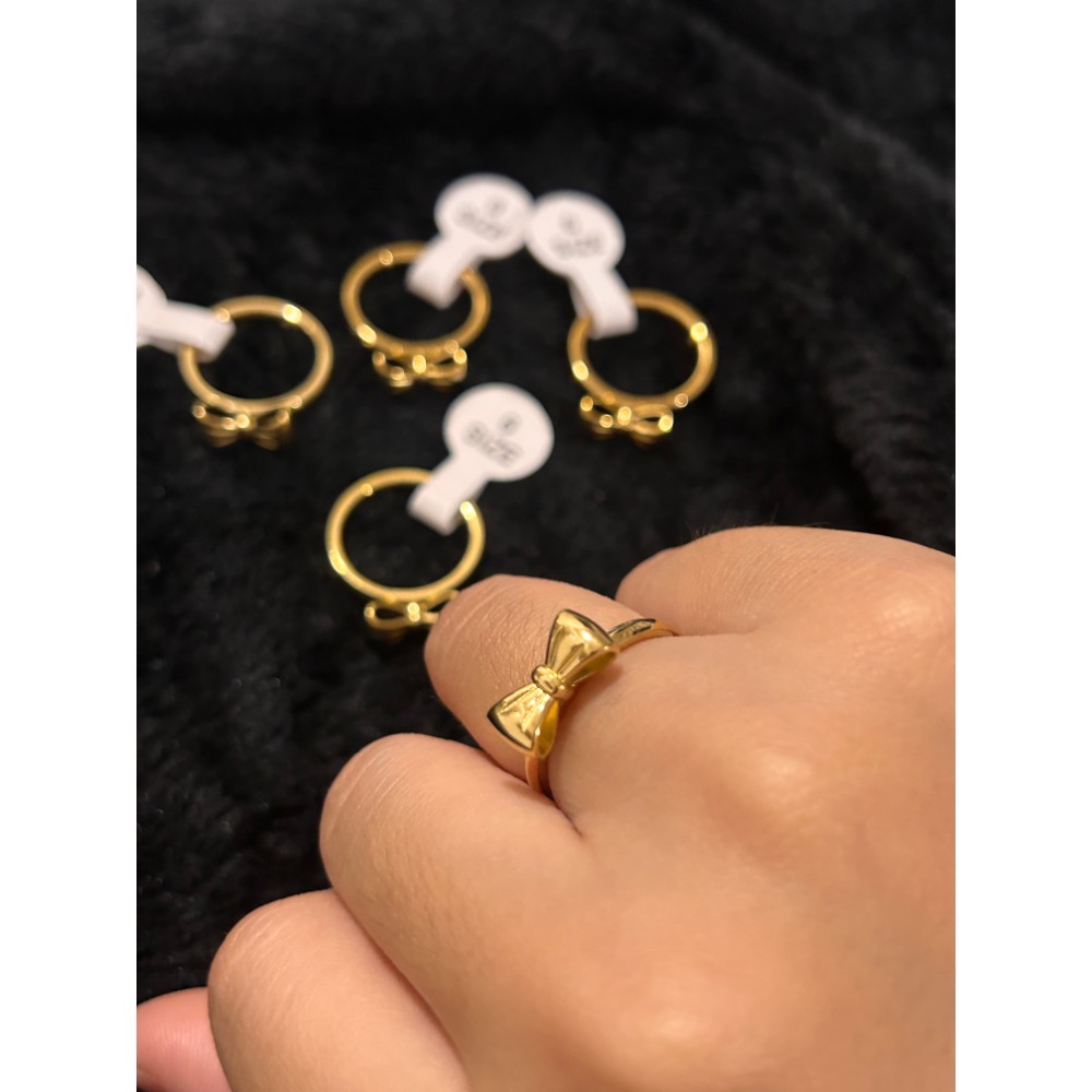 超可愛 蝴蝶結 18K金戒指-細節圖7