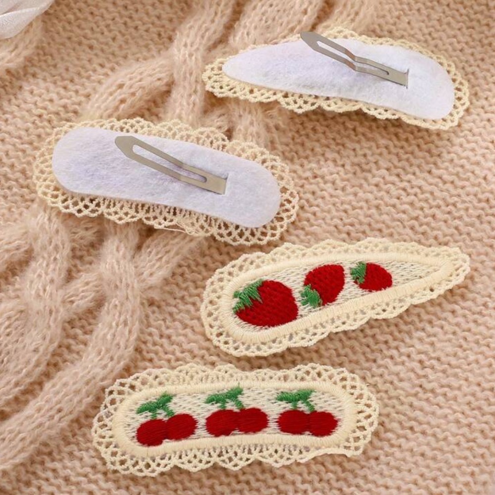 針織米色櫻桃🍒 草莓🍓 髮夾-細節圖2