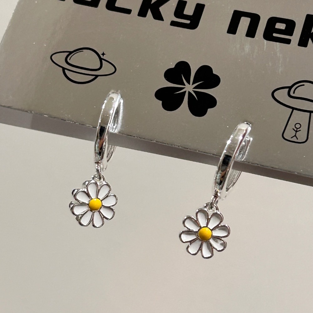小雛菊花花耳扣式耳環 🌼-細節圖2