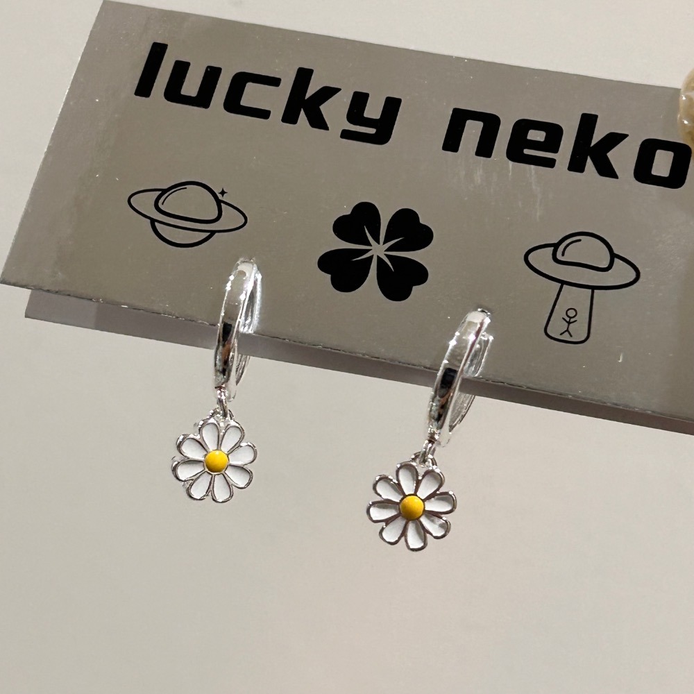 小雛菊花花耳扣式耳環 🌼-細節圖3