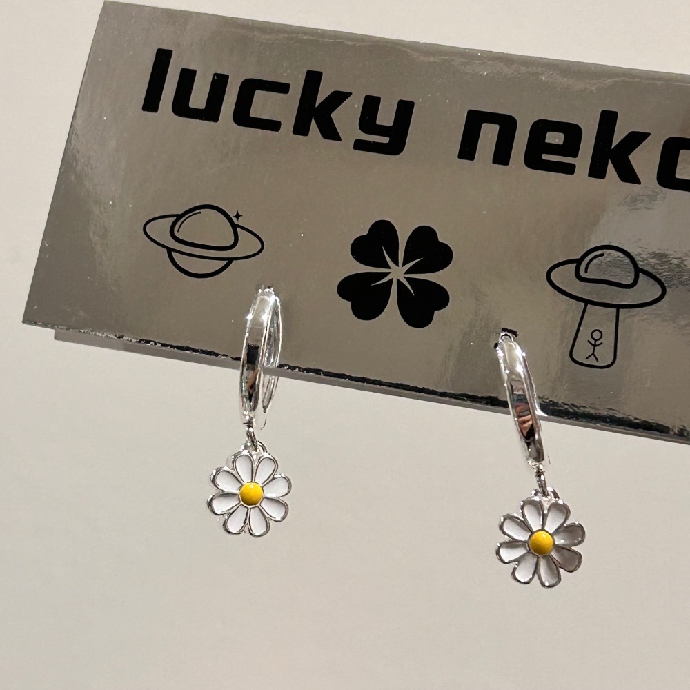 小雛菊花花耳扣式耳環 🌼-細節圖4