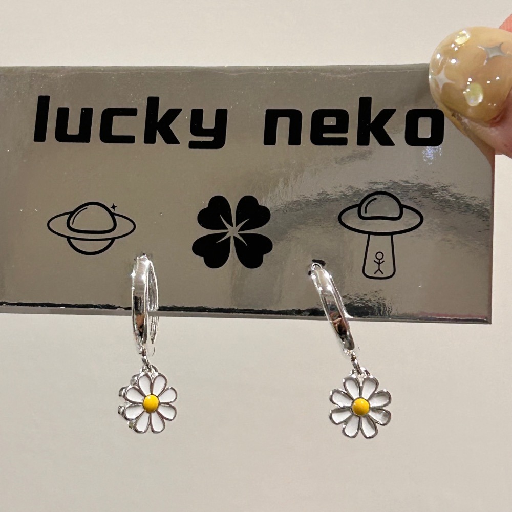 小雛菊花花耳扣式耳環 🌼-細節圖5