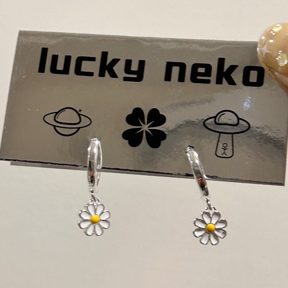 小雛菊花花耳扣式耳環 🌼-細節圖6