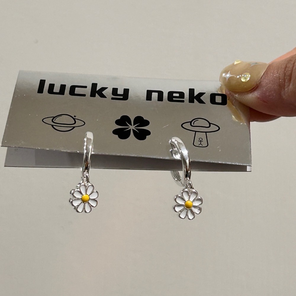 小雛菊花花耳扣式耳環 🌼-細節圖7