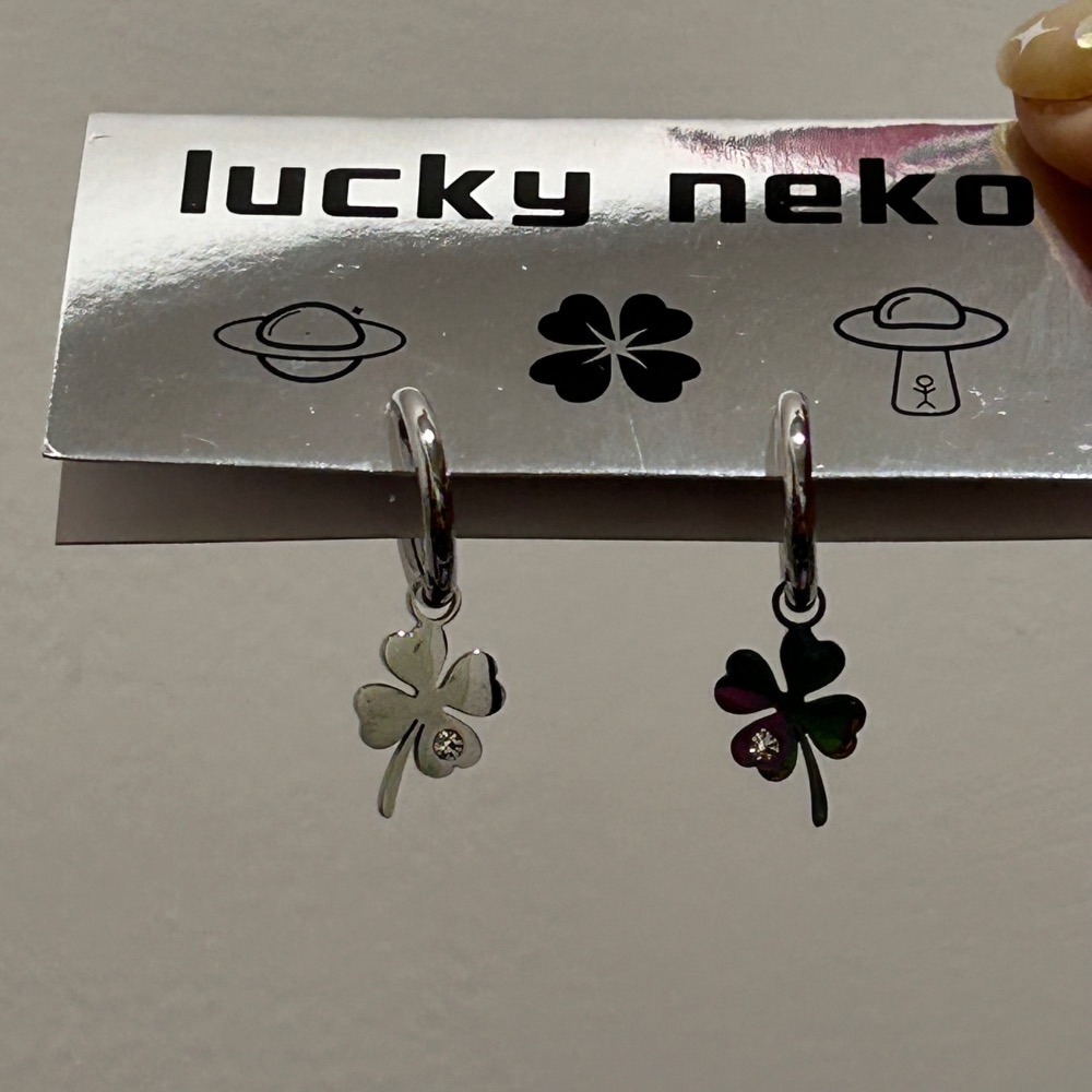 幸運草 小水鑽 耳扣耳環 🍀-細節圖4