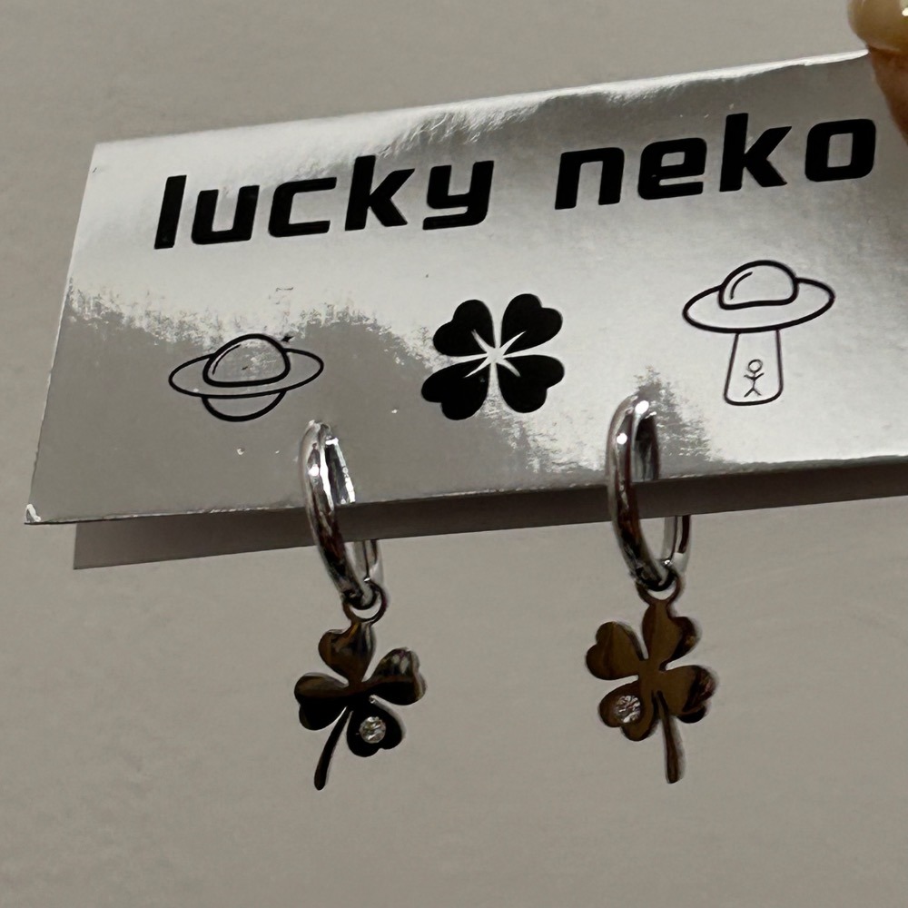 幸運草 小水鑽 耳扣耳環 🍀-細節圖6