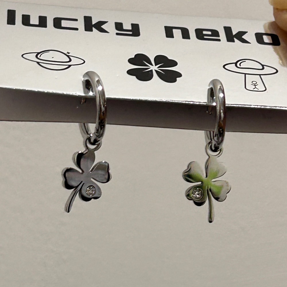 幸運草 小水鑽 耳扣耳環 🍀-細節圖8