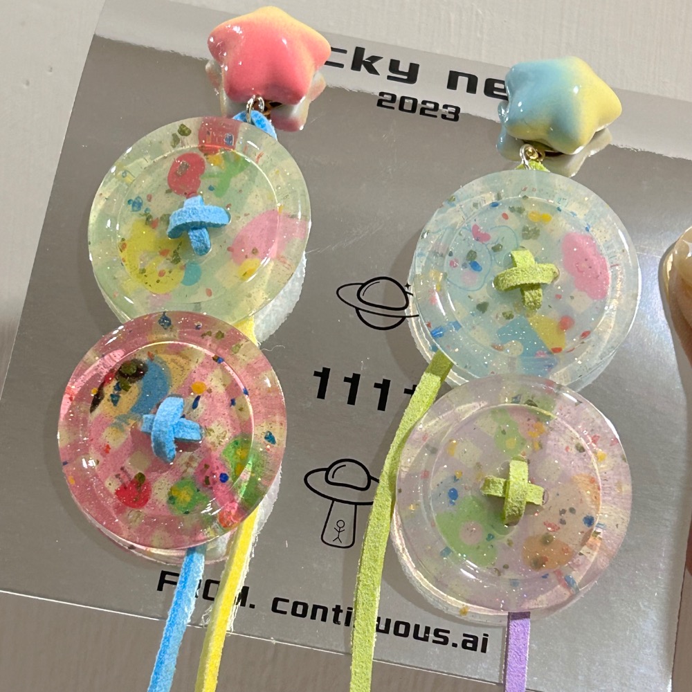 彩色星星鈕扣耳環 ⭐️-細節圖2