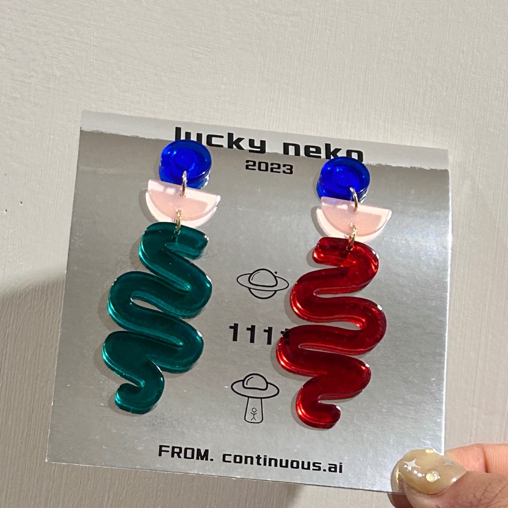 壓克力幾何圖形 聖誕配色耳環🎄-細節圖2