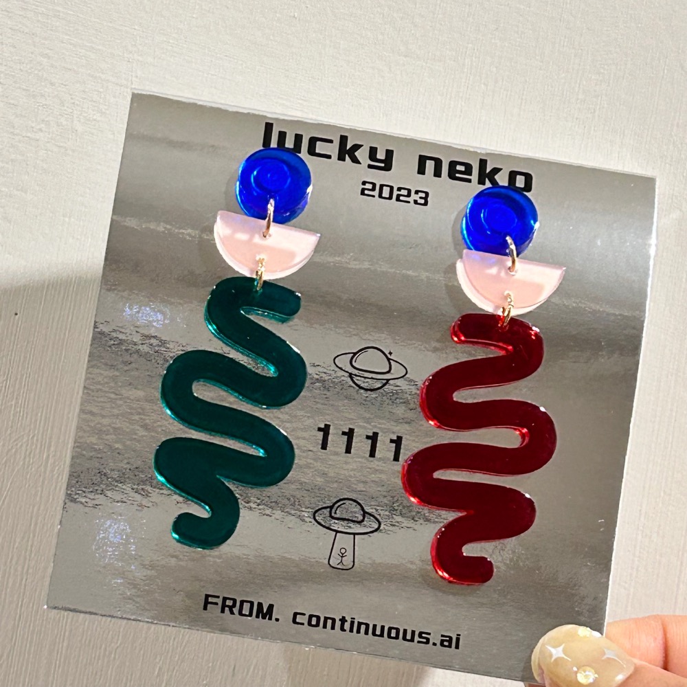 壓克力幾何圖形 聖誕配色耳環🎄-細節圖3