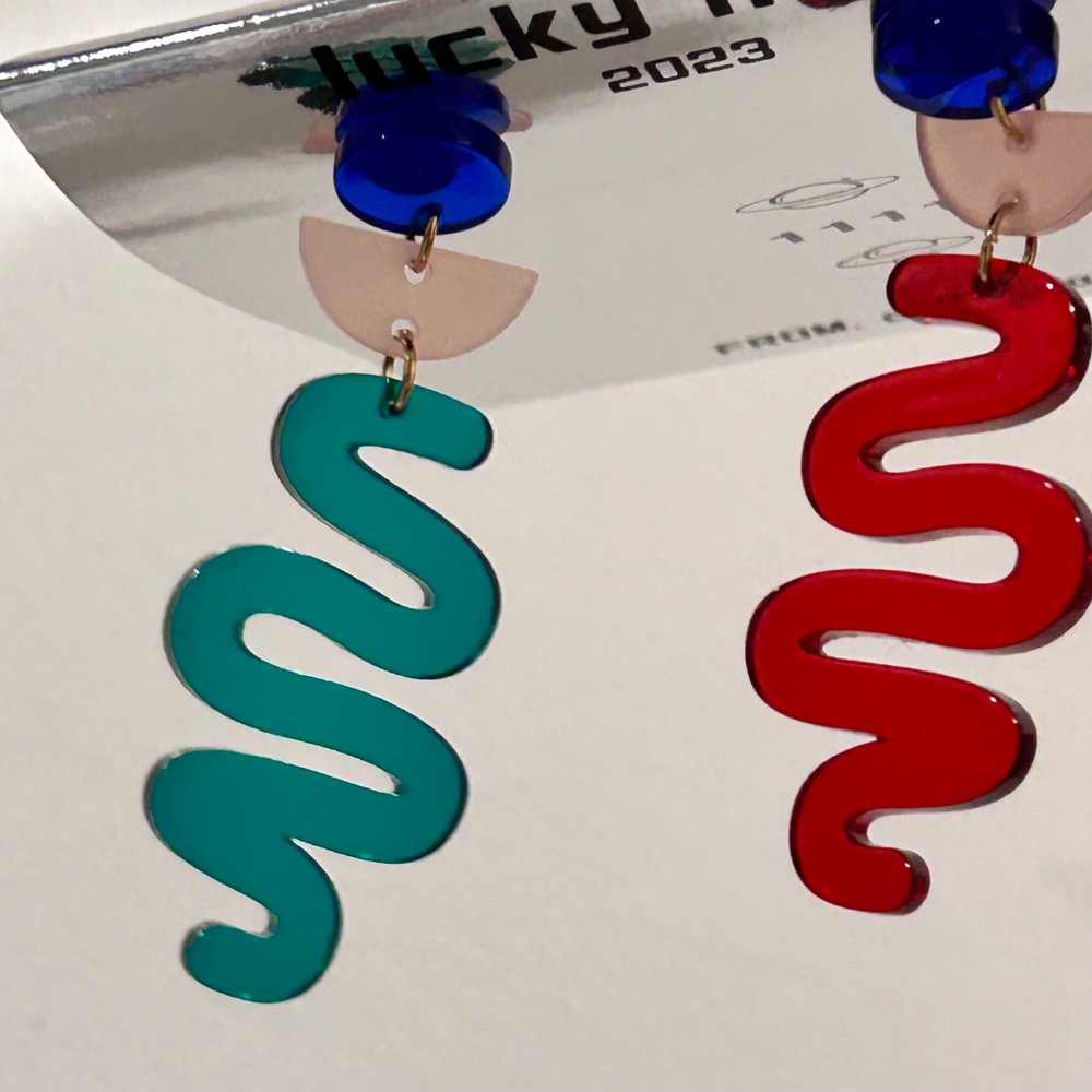 壓克力幾何圖形 聖誕配色耳環🎄-細節圖5