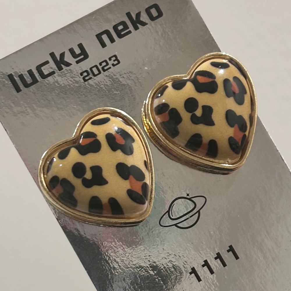 豹紋愛心耳環 🐆-細節圖2