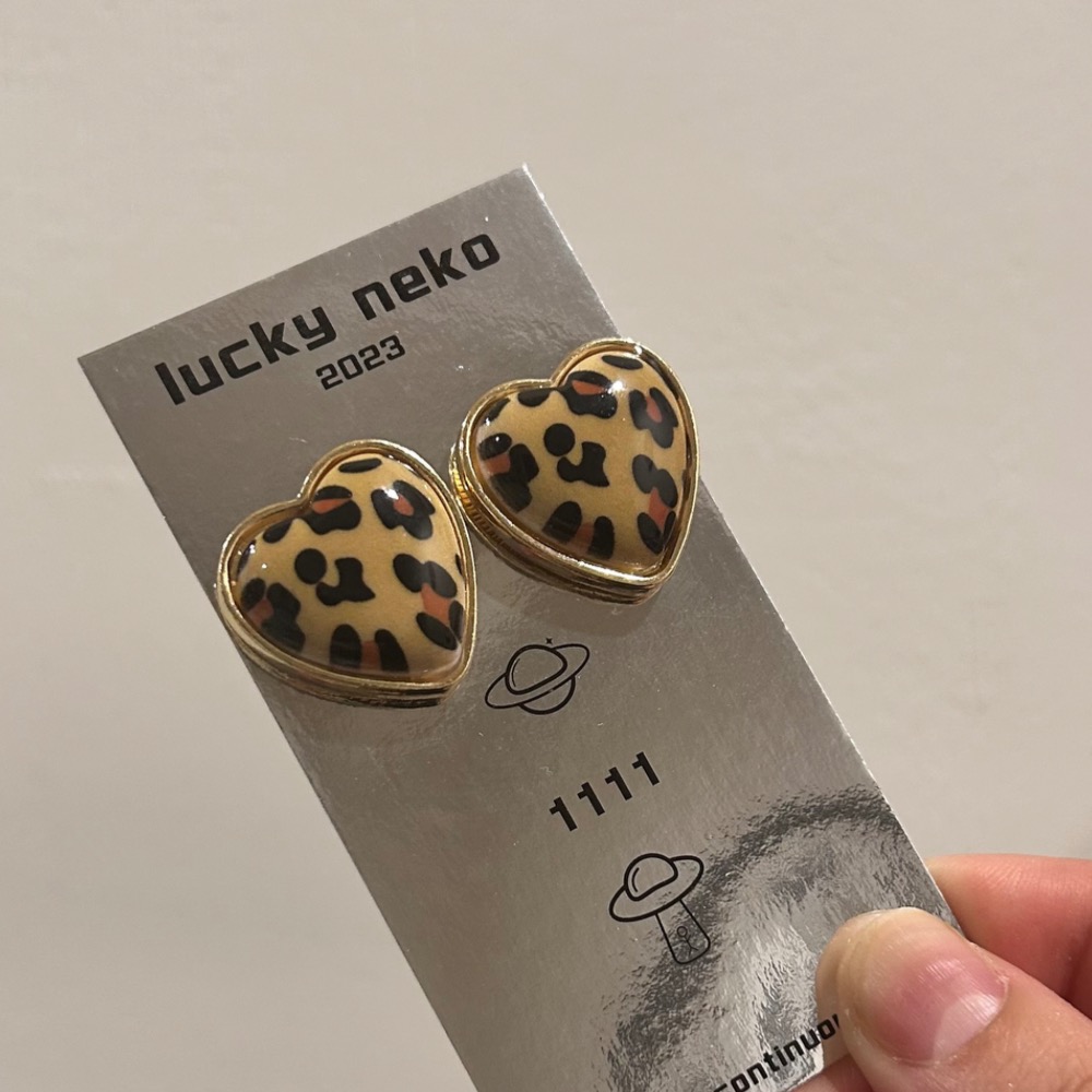豹紋愛心耳環 🐆-細節圖3