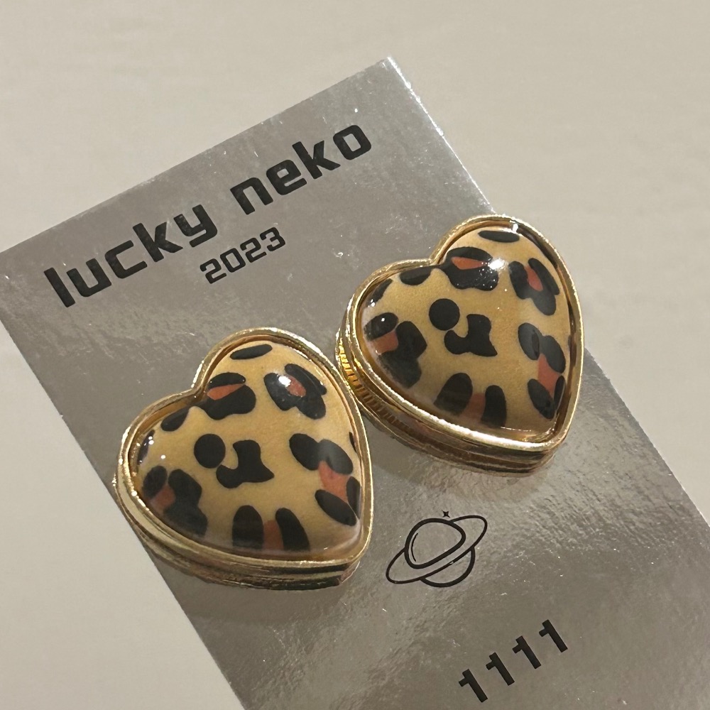 豹紋愛心耳環 🐆-細節圖4