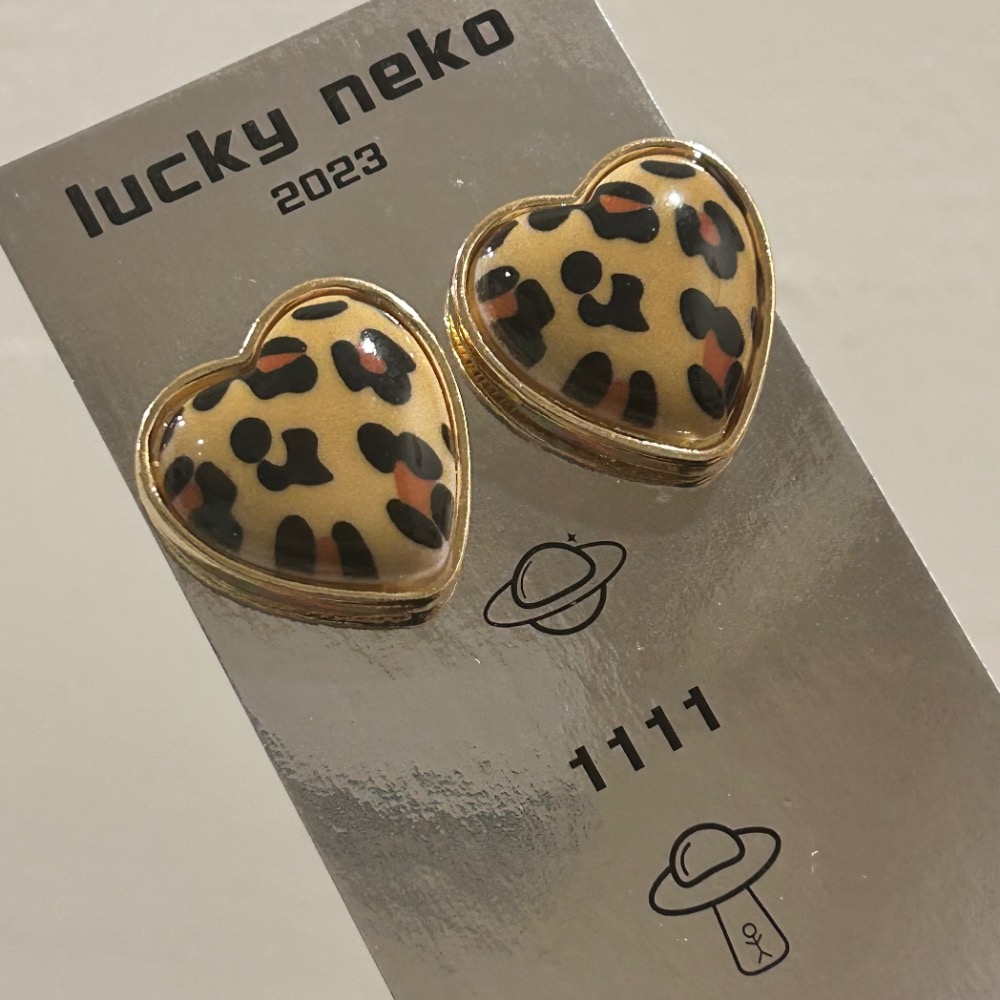 豹紋愛心耳環 🐆-細節圖5