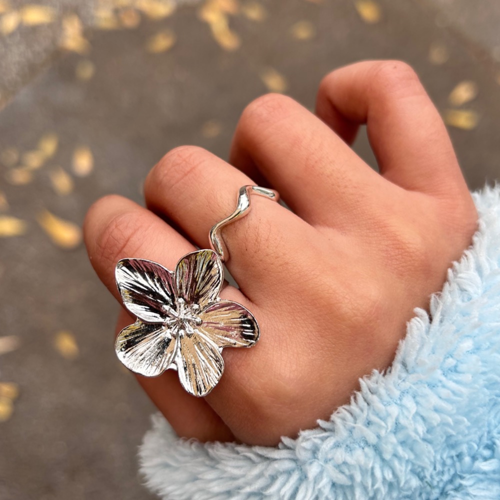 寫實油畫感花朵 戒指 不銹鋼-細節圖3