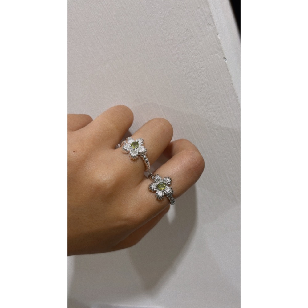 綠色鑽紋路花朵 戒指-細節圖4