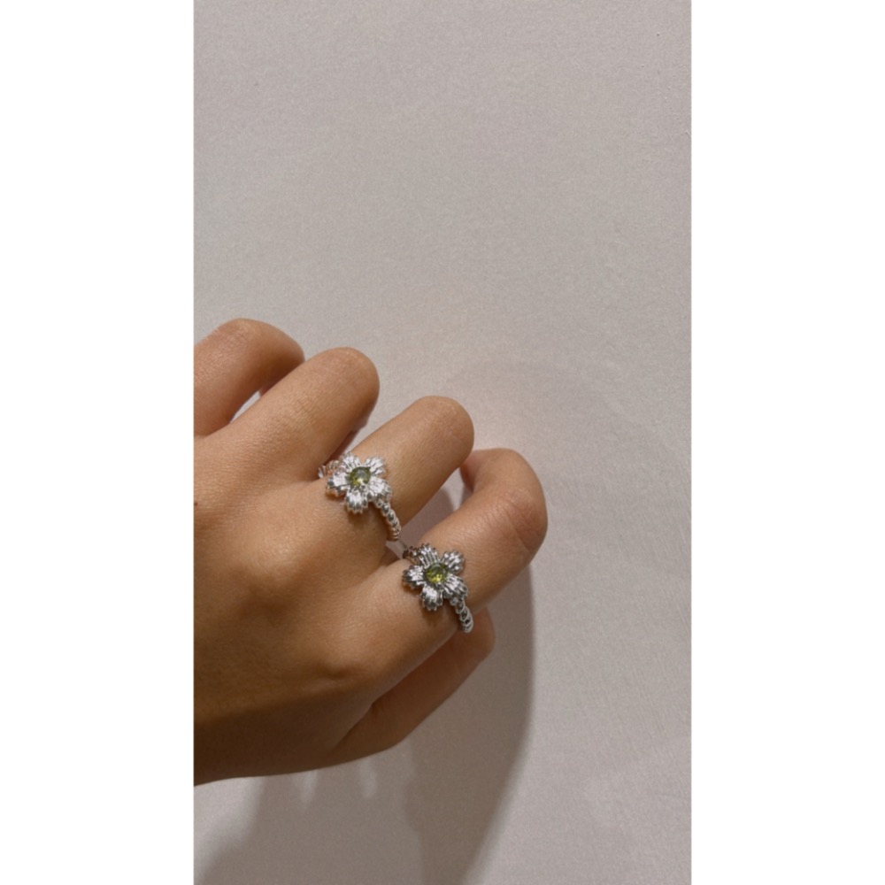 綠色鑽紋路花朵 戒指-細節圖5