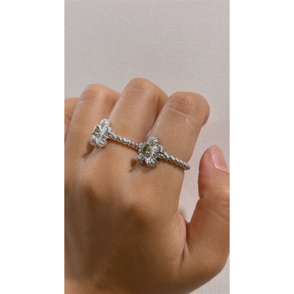 綠色鑽紋路花朵 戒指-細節圖6
