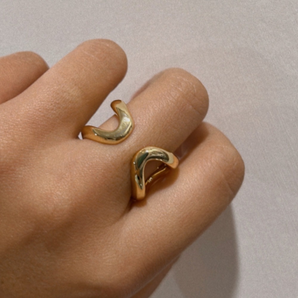 重份量感戒指 金色 多角度佩戴✨-細節圖3