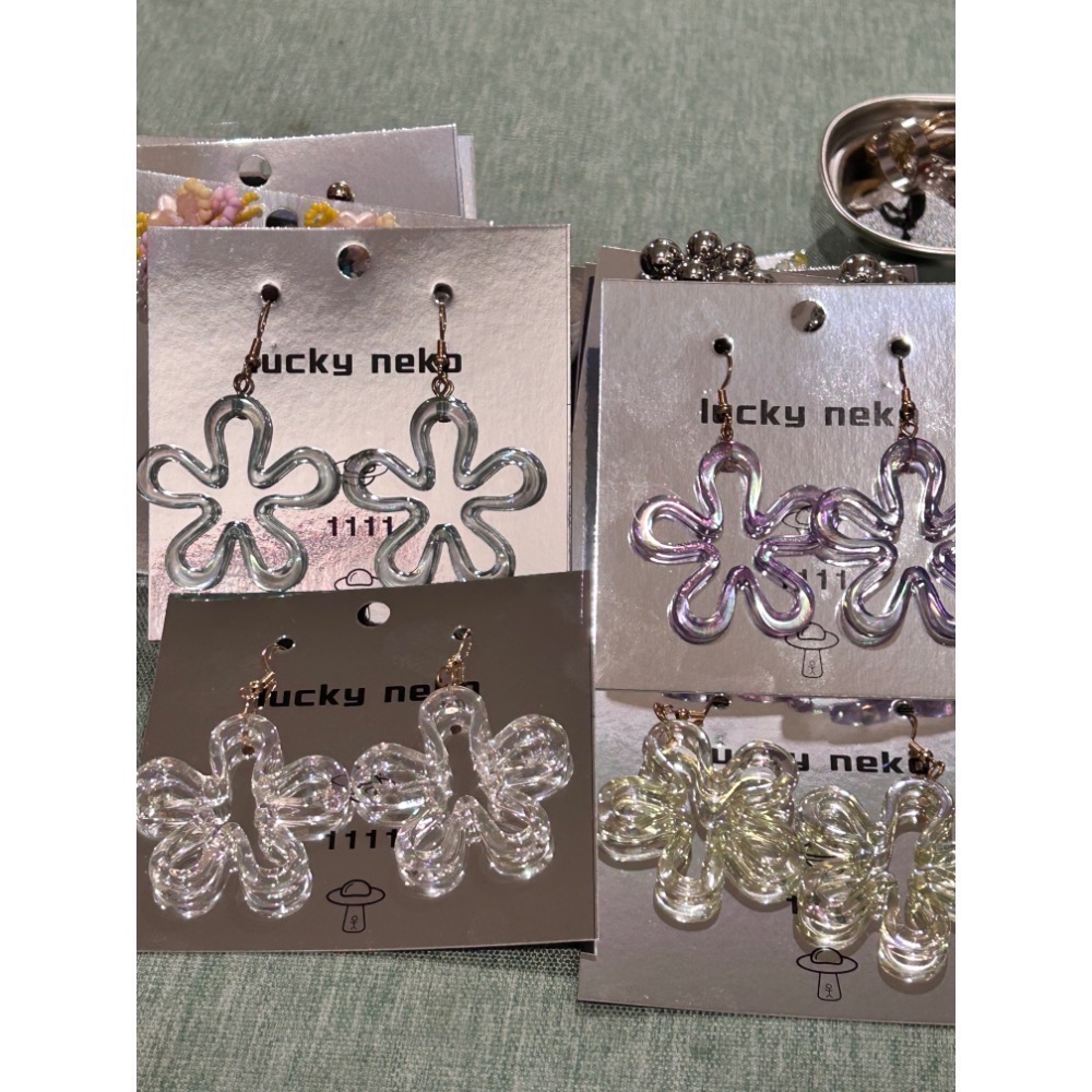 壓克力 半透明 雷射光 花朵耳環（共四色）-細節圖6