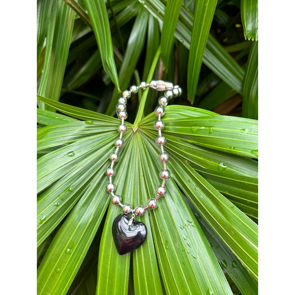 日系 銀色珠珠 特殊扣環 愛心鏈-細節圖7