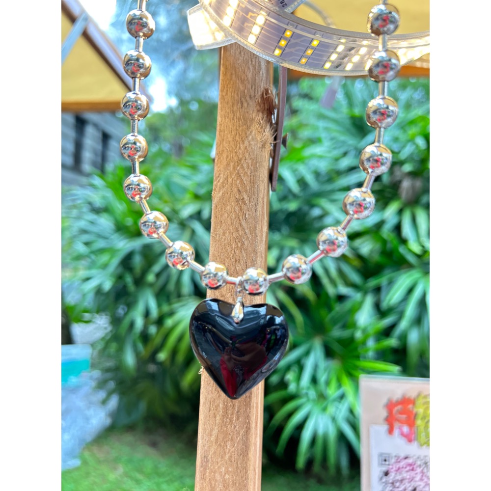 日系 銀色珠珠 特殊扣環 愛心鏈-細節圖11