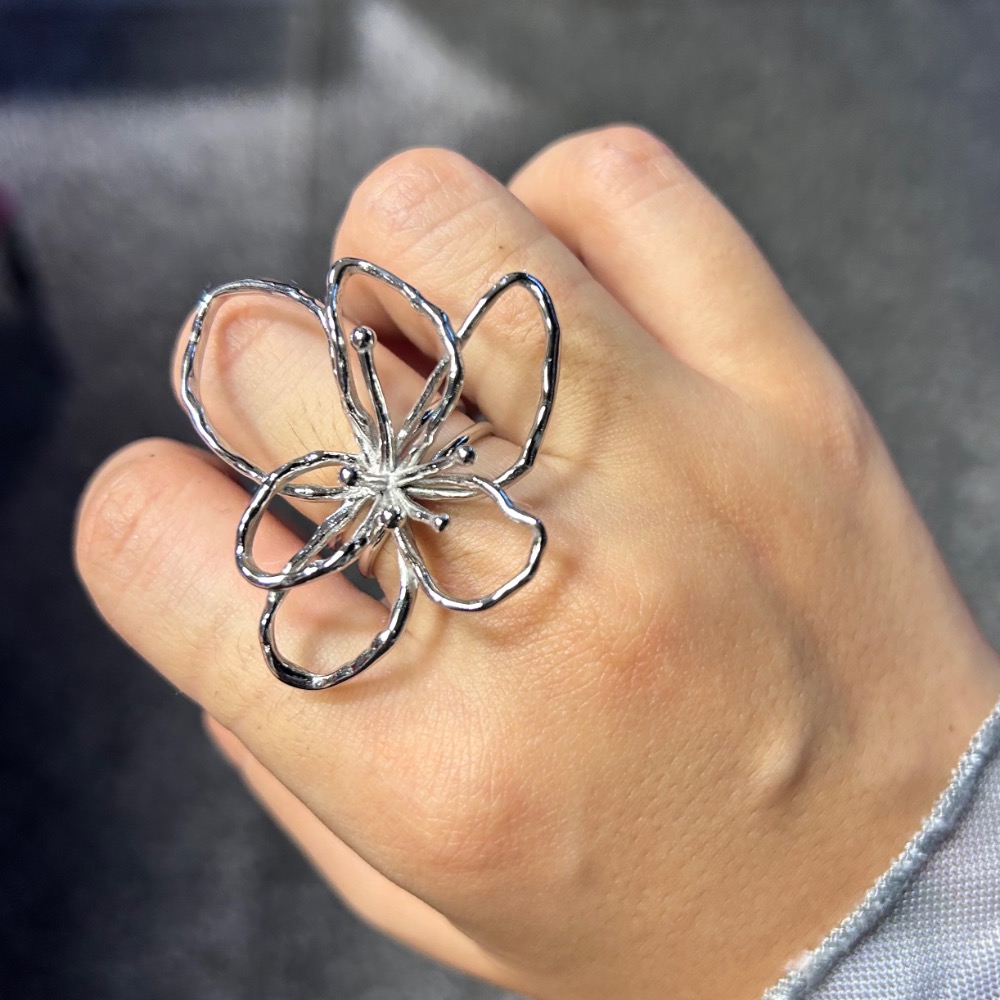 ＼日系/ 線條大花花 不銹鋼 戒指-細節圖2