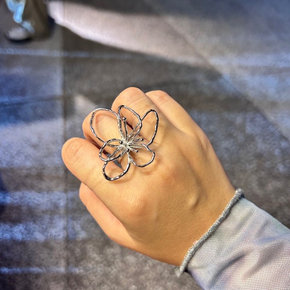 ＼日系/ 線條大花花 不銹鋼 戒指-細節圖3