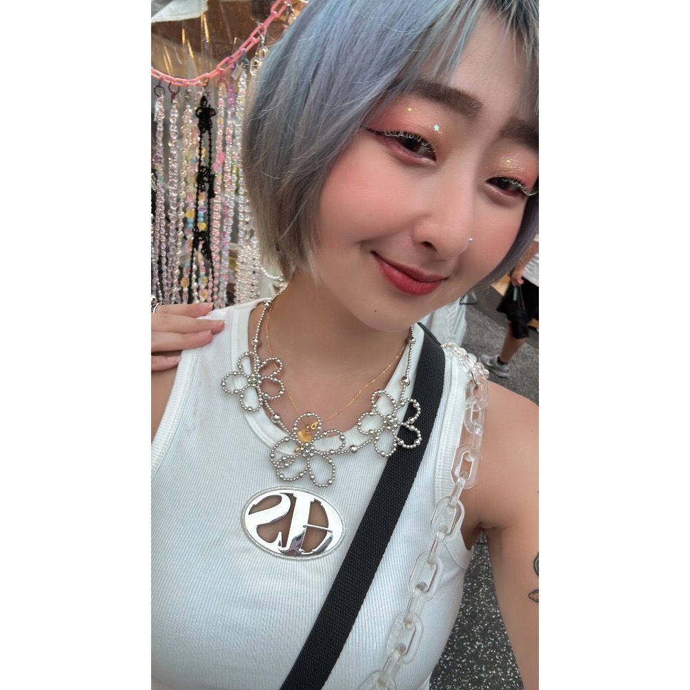 ＼重量級/日系 花朵 銀色/珍珠 項鍊-細節圖7