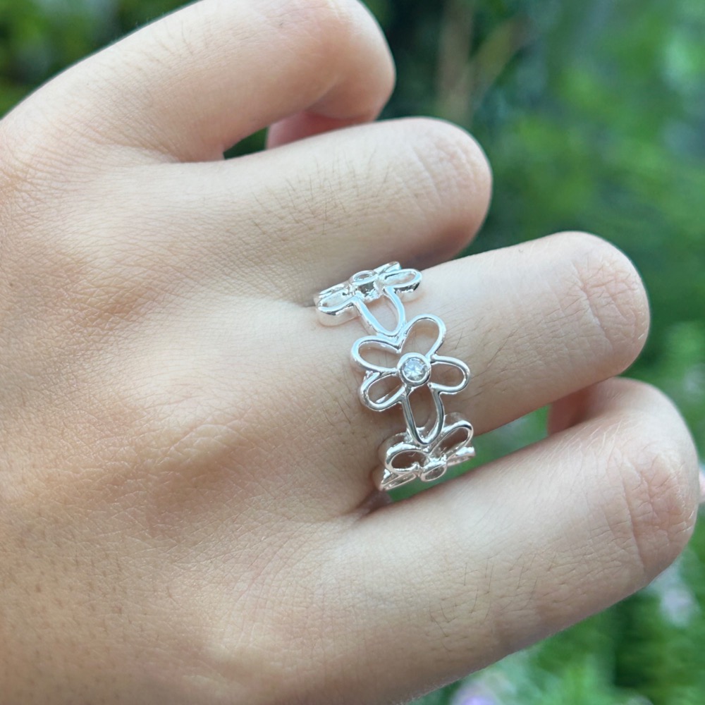 環狀花花水鑽戒指-細節圖2