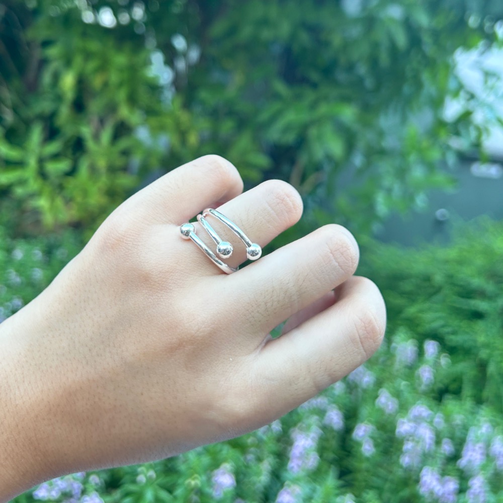 三環球球戒指-細節圖2