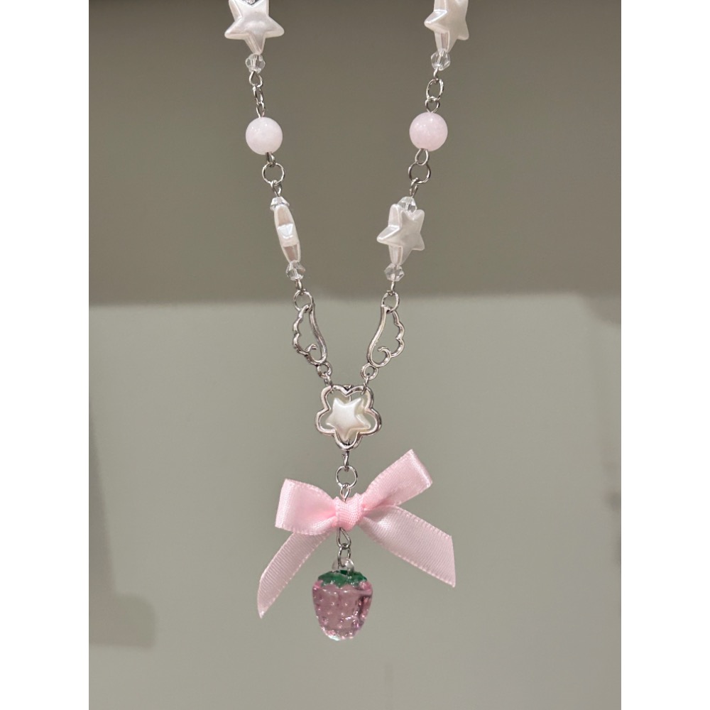 ＼可愛/ 粉色 草莓項鍊🍓 （偏長）-細節圖3