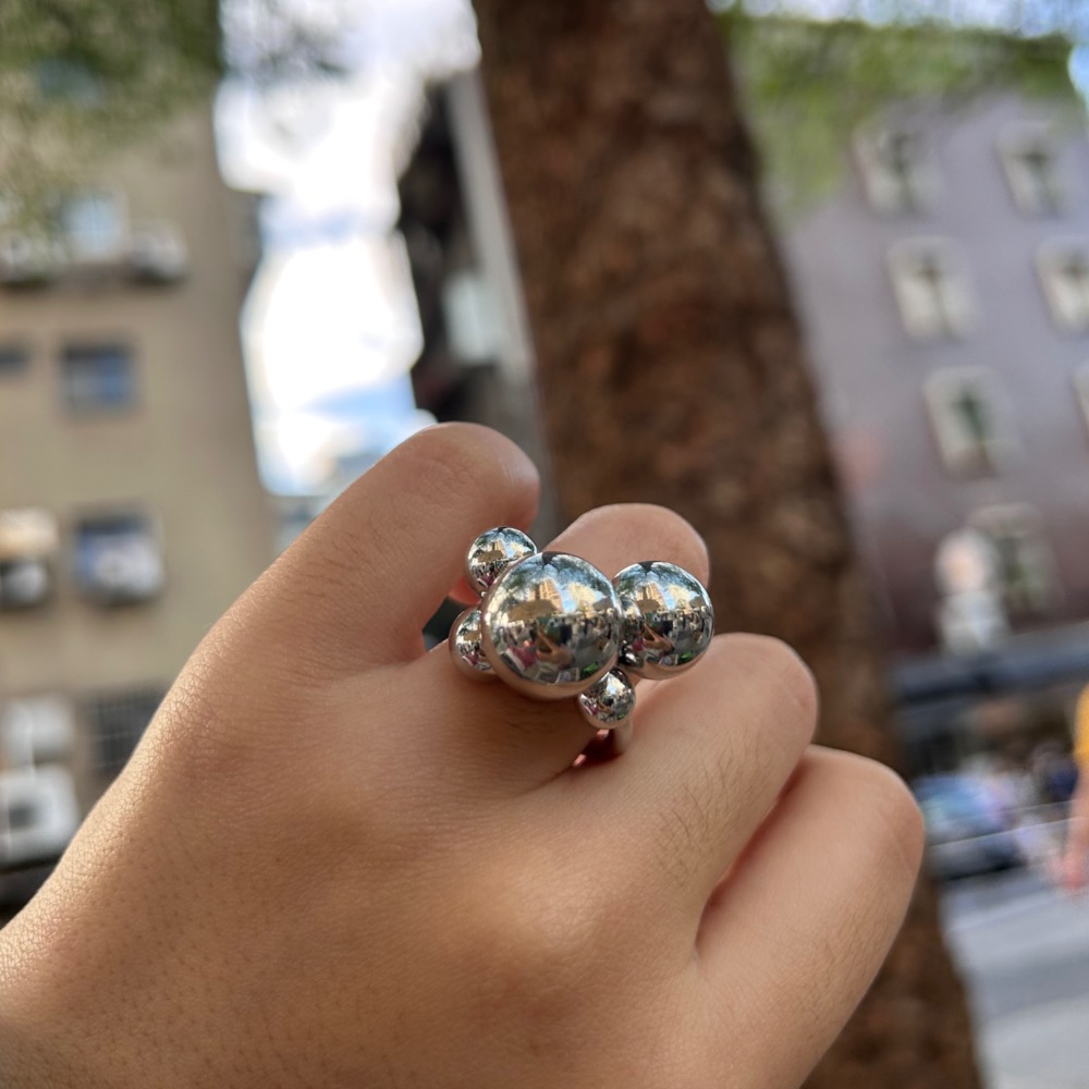 ＼浮誇請進/ 日系 銀珠 葡萄串串 戒指-細節圖2