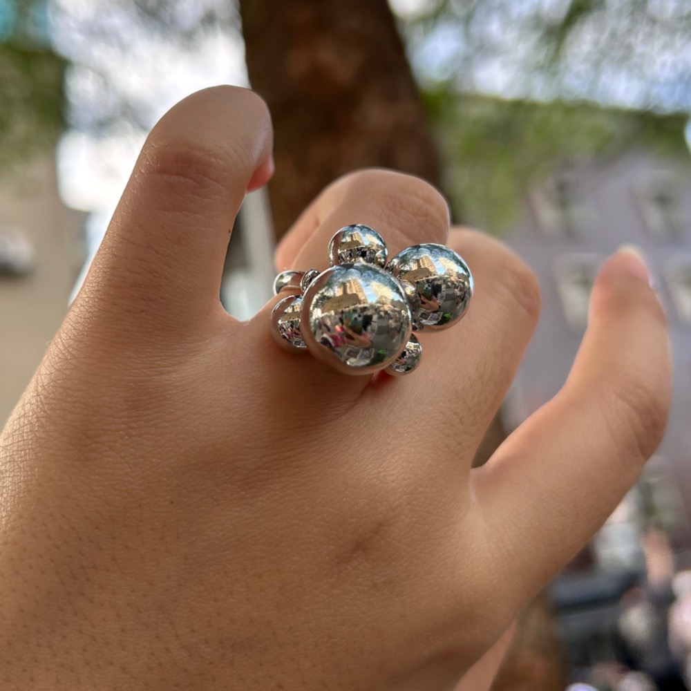 ＼浮誇請進/ 日系 銀珠 葡萄串串 戒指-細節圖3