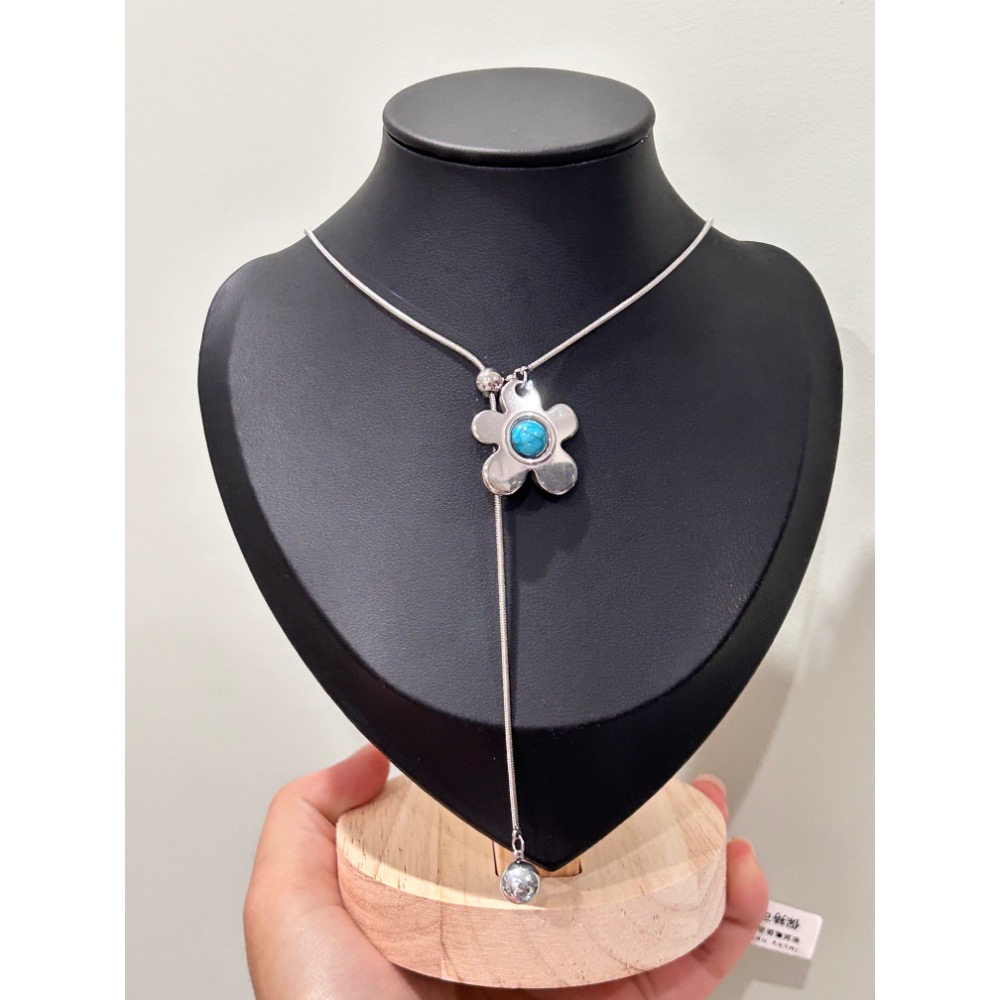 ＼伸縮鏈/ 花朵 寶石不銹鋼 毛衣鏈-細節圖3