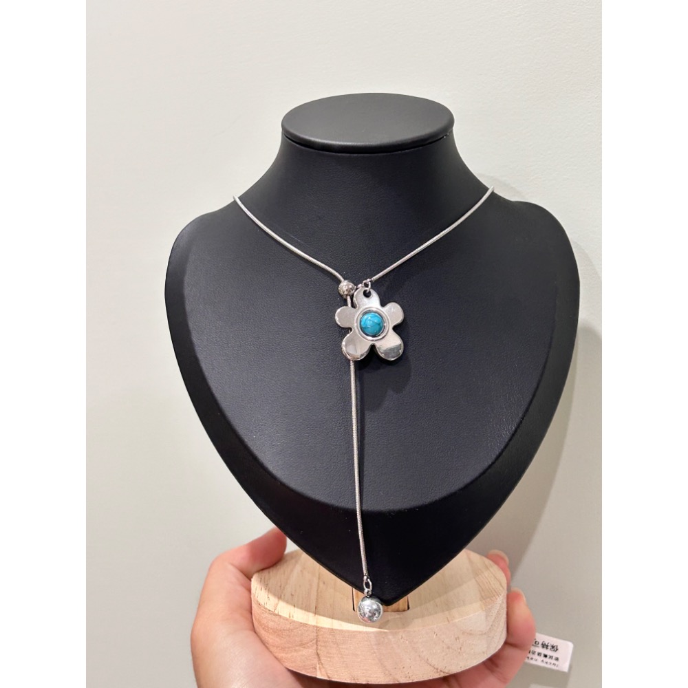 ＼伸縮鏈/ 花朵 寶石不銹鋼 毛衣鏈-細節圖4