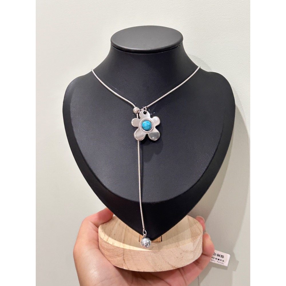 ＼伸縮鏈/ 花朵 寶石不銹鋼 毛衣鏈-細節圖5