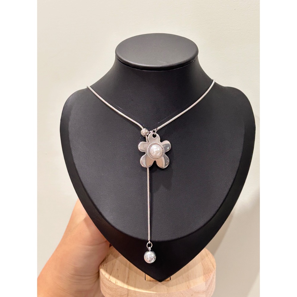 ＼伸縮鏈/ 花朵 寶石不銹鋼 毛衣鏈-細節圖7