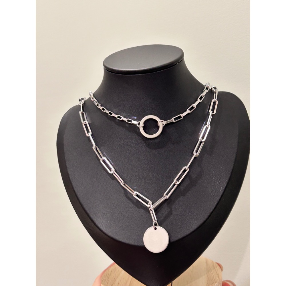 雙層圓形素材 鍊條 不銹鋼項鍊-細節圖2