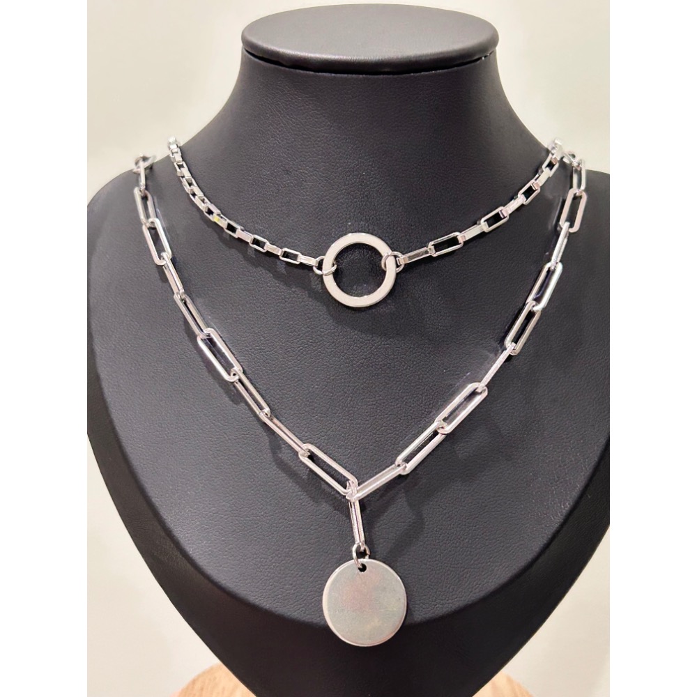 雙層圓形素材 鍊條 不銹鋼項鍊-細節圖3