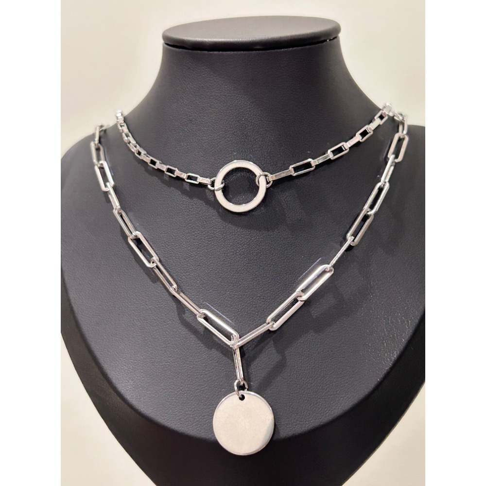雙層圓形素材 鍊條 不銹鋼項鍊-細節圖4