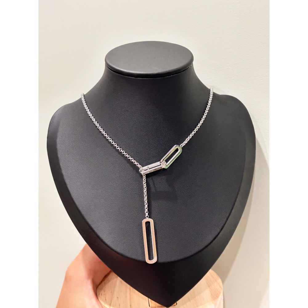 伸縮毛衣鏈！簡約 橢圓方框框 不銹鋼鍊-細節圖5