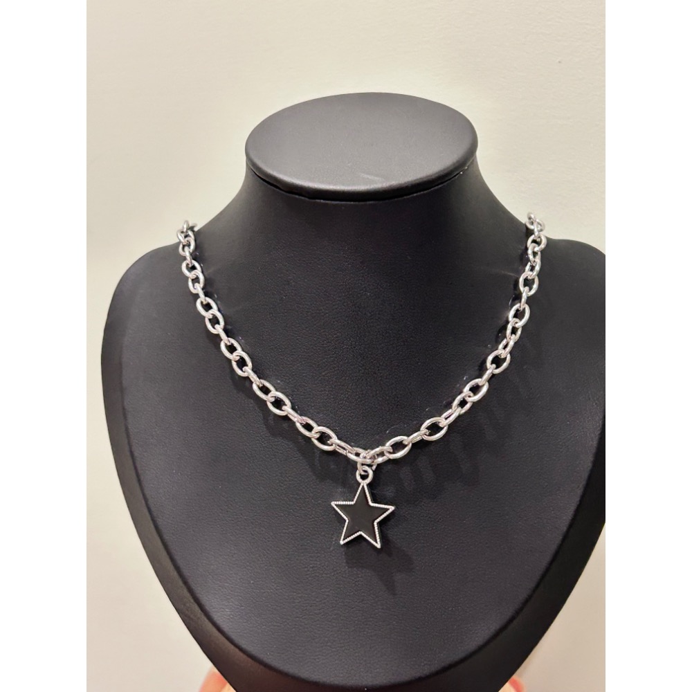 黑色五芒星星鏈條項鍊-細節圖2