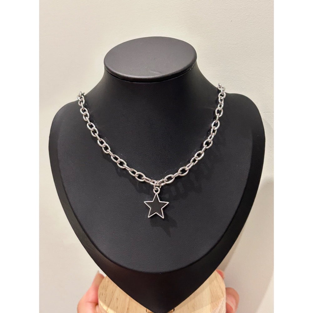 黑色五芒星星鏈條項鍊-細節圖4