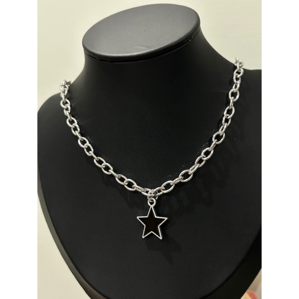 黑色五芒星星鏈條項鍊-細節圖5