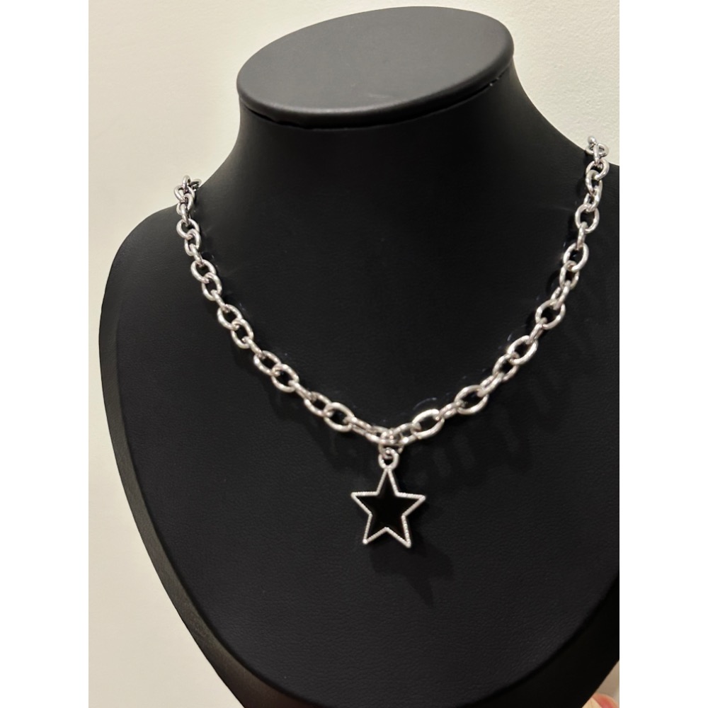 黑色五芒星星鏈條項鍊-細節圖6