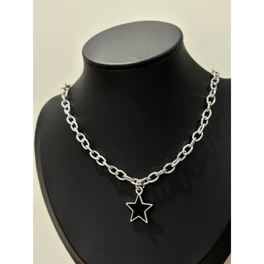 黑色五芒星星鏈條項鍊-細節圖8